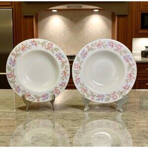 Vintage Castleton China Fantasy Rimmed Soup Bowls Set Of 2 - Made in USA